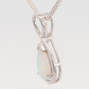 White Gold Blue Green Solid Australian Crystal Opal Pendant Necklace