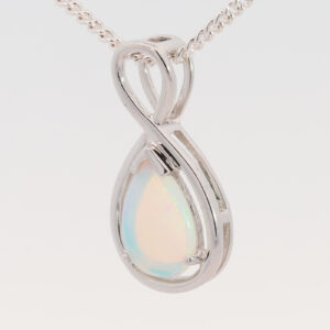 White Gold Blue Green Solid Australian Crystal Opal Pendant Necklace