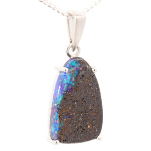 Sterling Silver Blue Green Boulder Opal Pendant