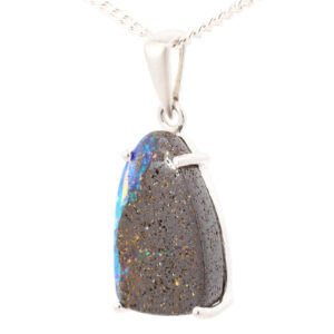 Sterling Silver Blue Green Boulder Opal Pendant