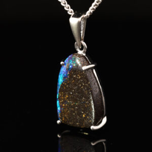 Sterling Silver Blue Green Boulder Opal Pendant