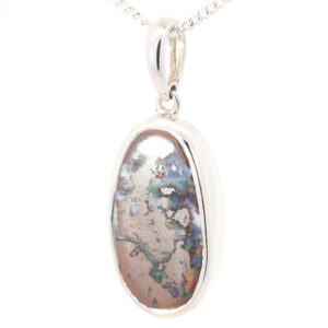 Sterling Silver Blue Green Yellow Orange Purple Boulder Opal Pendant