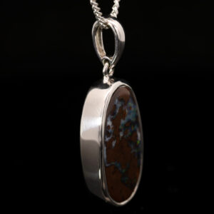 Sterling Silver Blue Green Yellow Orange Purple Solid Australian Boulder Opal Pendant Necklace