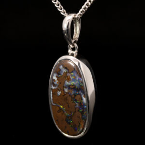 Sterling Silver Blue Green Yellow Orange Purple Boulder Opal Pendant