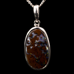 Sterling Silver Blue Green Yellow Orange Purple Boulder Opal Pendant
