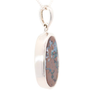 Sterling Silver Blue Green Yellow Orange Purple Solid Australian Boulder Opal Pendant Necklace