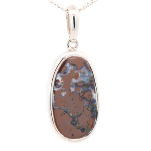 Sterling Silver Blue Green Yellow Orange Purple Boulder Opal Pendant