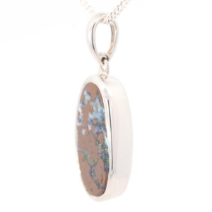 Sterling Silver Blue Green Yellow Orange Purple Solid Australian Boulder Opal Pendant Necklace