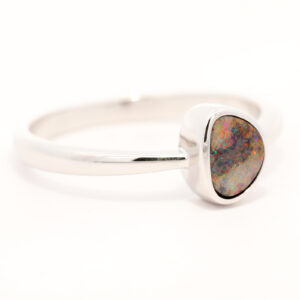Sterling Silver Green Orange Red Pink Boulder Opal Ring