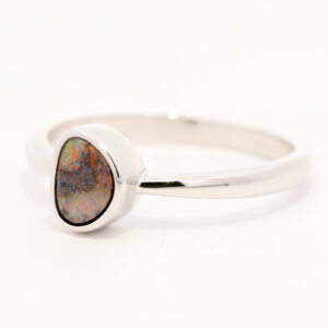 Sterling Silver Green Orange Red Pink Boulder Opal Ring