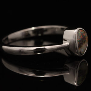 Sterling Silver Green Orange Red Pink Solid Australian Boulder Opal Ring