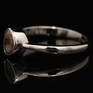 Sterling Silver Green Orange Red Pink Solid Australian Boulder Opal Ring