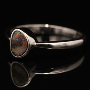 Sterling Silver Green Orange Red Pink Boulder Opal Ring