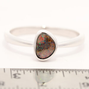 Sterling Silver Green Orange Red Pink Solid Australian Boulder Opal Ring