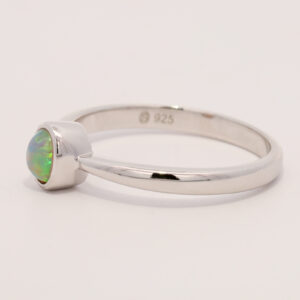 Sterling Silver Green Yellow Orange Solid Australian Crystal Opal Ring
