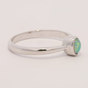Sterling Silver Green Yellow Orange Solid Australian Crystal Opal Ring