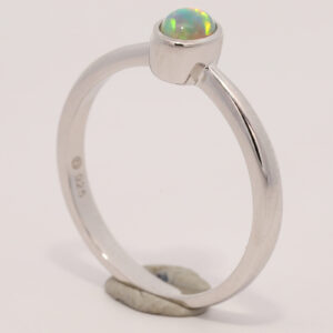 Sterling Silver Green Yellow Orange Solid Australian Crystal Opal Ring
