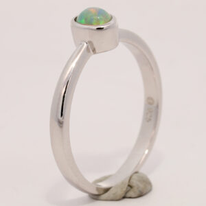 Sterling Silver Green Yellow Orange Solid Australian Crystal Opal Ring