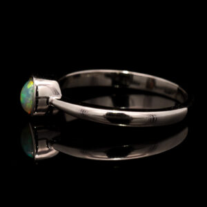 Sterling Silver Green Yellow Orange Solid Australian Crystal Opal Ring