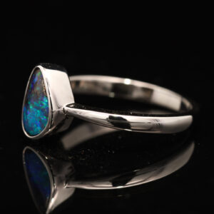 Sterling Silver Blue Green Solid Australian Boulder Opal Ring