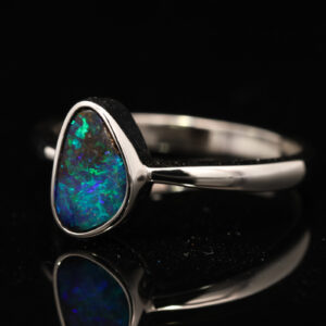 Sterling Silver Blue Green Boulder Opal Ring