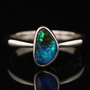 Sterling Silver Blue Green Boulder Opal Ring