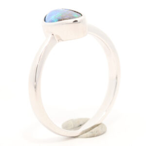 Sterling Silver Blue Green Solid Australian Boulder Opal Ring