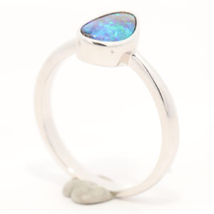 Sterling Silver Blue Green Solid Australian Boulder Opal Ring