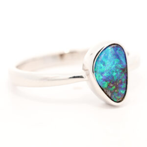 Sterling Silver Blue Green Boulder Opal Ring