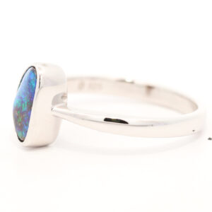 Sterling Silver Blue Green Solid Australian Boulder Opal Ring