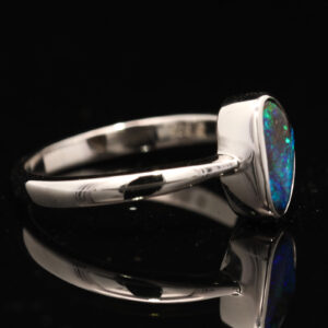 Sterling Silver Blue Green Solid Australian Boulder Opal Ring
