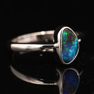 Sterling Silver Blue Green Boulder Opal Ring