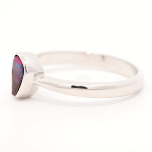 Sterling Silver Blue Green Purple Red Solid Australian Boulder Opal Ring
