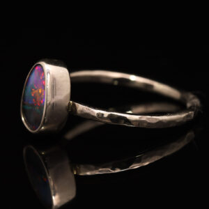 White Gold Blue Green Yellow Orange Red Purple Solid Australian Boulder Opal Engagement Ring