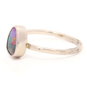 White Gold Blue Green Yellow Orange Red Purple Solid Australian Boulder Opal Engagement Ring