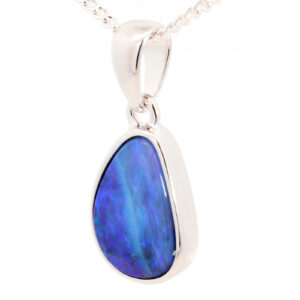 Sterling Silver Blue Purple Boulder Opal Pendant