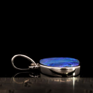 Sterling Silver Blue Purple Solid Australian Boulder Opal Pendant Necklace