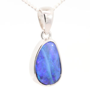 Sterling Silver Blue Purple Boulder Opal Pendant