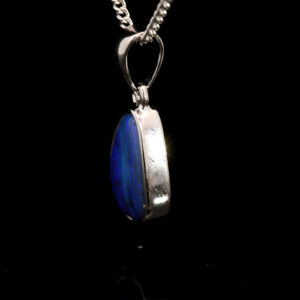 Sterling Silver Blue Purple Solid Australian Boulder Opal Pendant Necklace