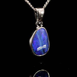 Sterling Silver Blue Purple Boulder Opal Pendant