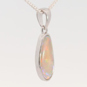 Sterling Silver Blue Green Yellow Orange Red Solid Australian Semi Black Opal Pendant Necklace