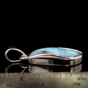 Sterling Silver Blue Green Yellow Purple Solid Australian Boulder Opal Pendant Necklace