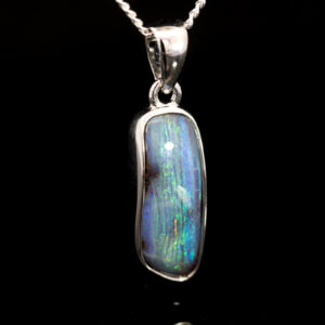 Sterling Silver Blue Green Yellow Purple Boulder Opal Pendant