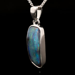 Sterling Silver Blue Green Yellow Purple Boulder Opal Pendant