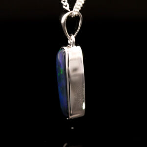 Sterling Silver Blue Green Purple Solid Australian Black Opal Pendant
