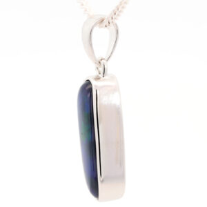 Sterling Silver Blue Green Purple Solid Australian Black Opal Pendant