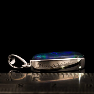 Sterling Silver Blue Green Purple Solid Australian Black Opal Pendant