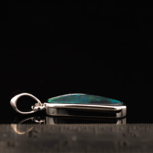 Sterling Silver Blue Green Solid Australian Black Opal Pendant Necklace