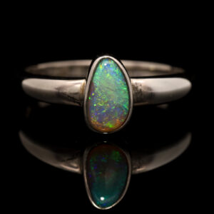 Sterling Silver Blue Green Yellow Orange Crystal Opal Ring