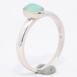 Sterling Silver Blue Green Yellow Orange Solid Australian Crystal Opal Ring
